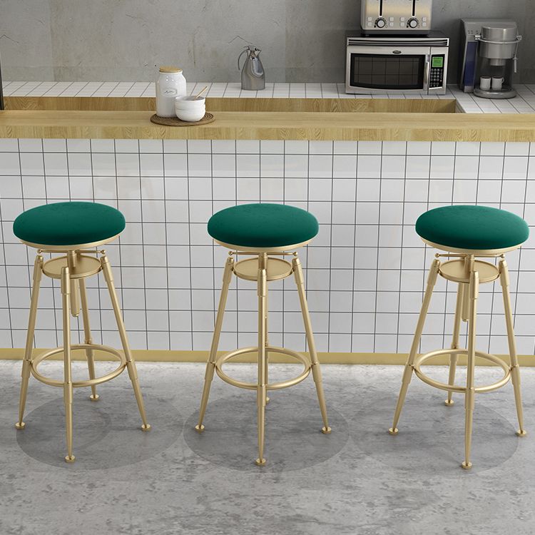Glam Liftable Rotatable Counter Stool Iron Cafe Bar Stool with Cushion and Pedal