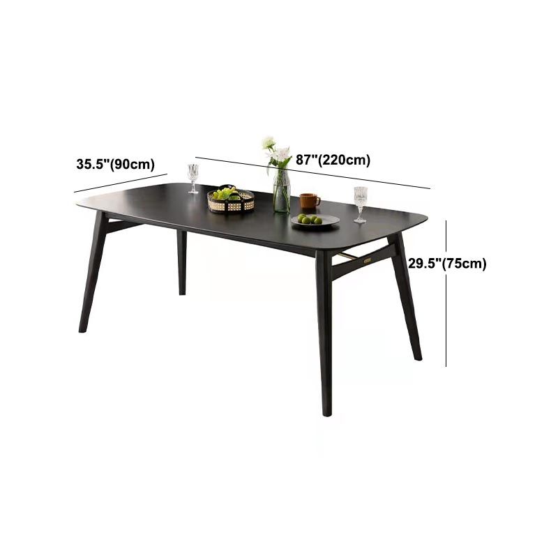 Modern Black Dining Room Collection Tripod Base Solid Wood Dining Table