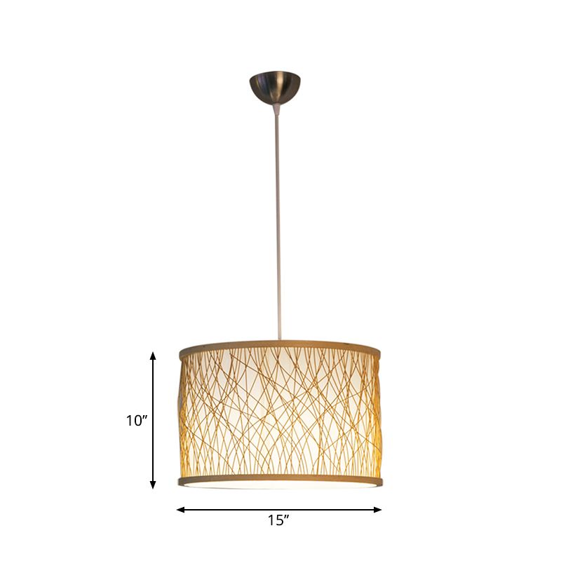 Modernismo Cilíndrico Colgante de colgante Bambú 1 bombilla Luz colgante de lámpara en madera