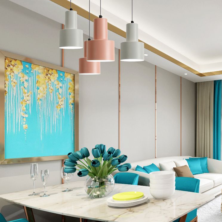 Cilindro de luz colgante de Macaron Loft Cilindro 1 Cabezal Costeo metálico de la sala de reuniones para la sala de reuniones