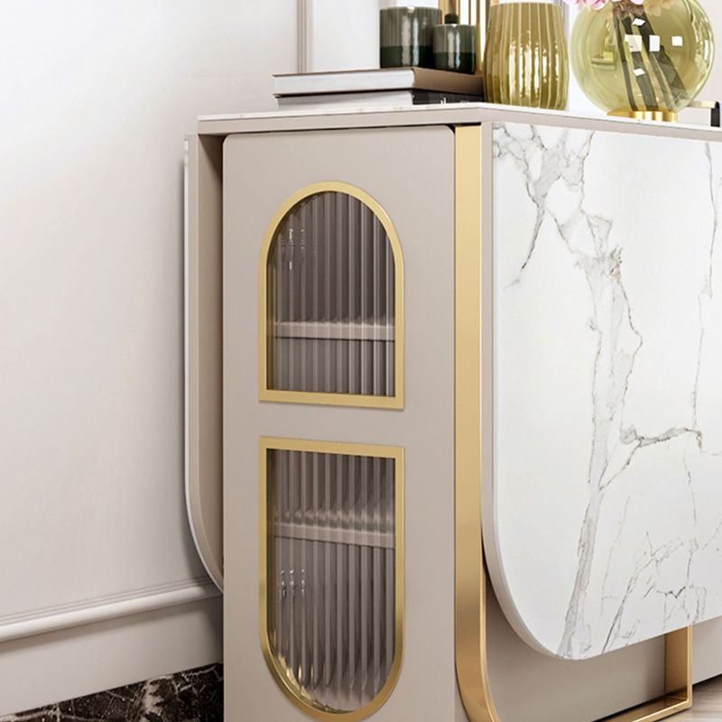 Moderna 1/2/3/5 Piezas Mesa de comedor blanca con juego de comedor plegable de piedra sinterizada