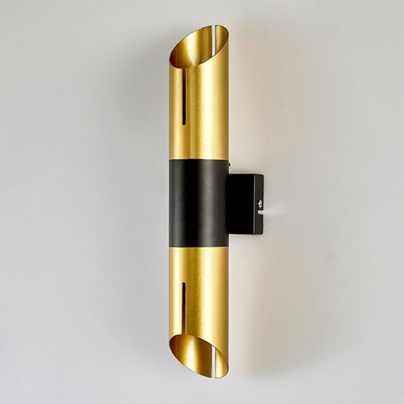 Gold Modern Wall Sconce Cylinder Shape Vanity Lamp with Metal Shade for Bathroom