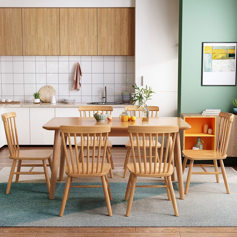 Modern Style Solid Wood Dining Set with Rectangle Shape Table and 4 Legs Base
