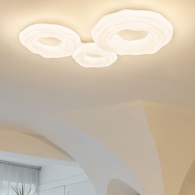Metal Geometric Flush Mount Fixture Modern 3 Lights Flush Light Fixture in White