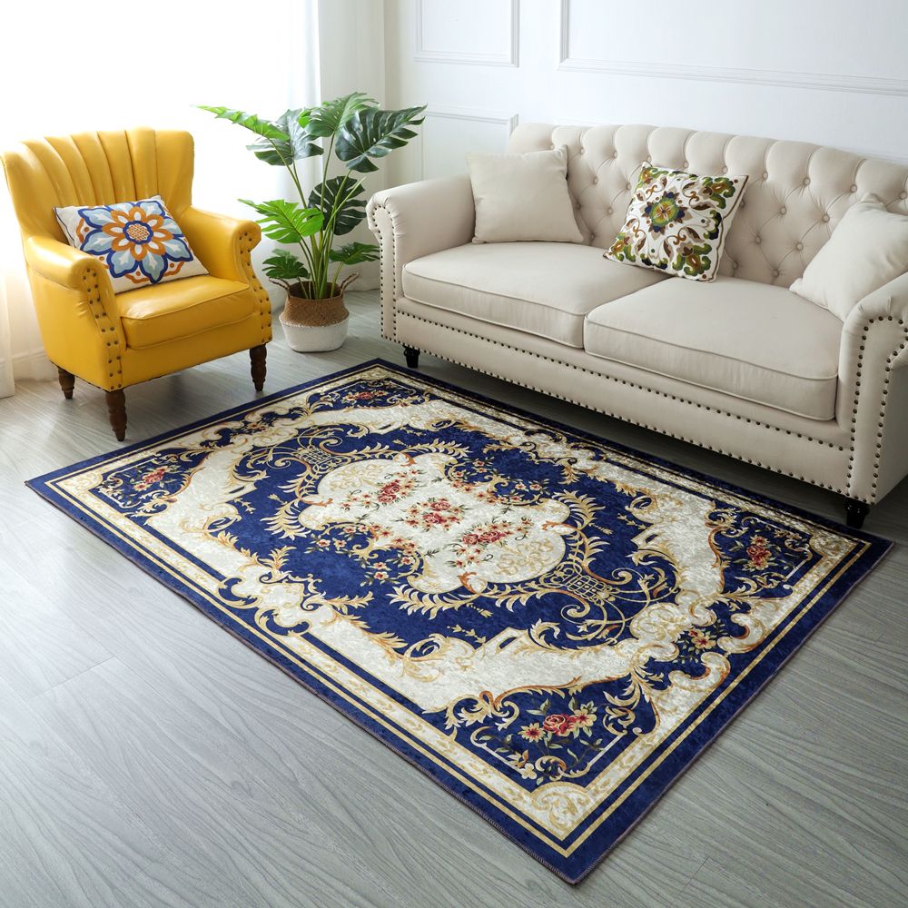 Glam European Style Rug Marble Surface Polyester Rug Non-Slip Backing Area Carpet for Home Decor