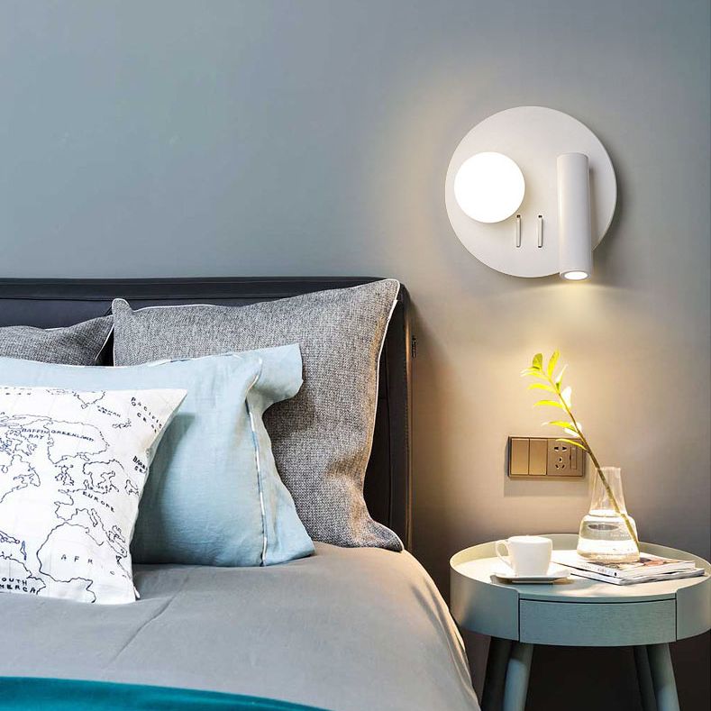 1-Light Minimalisme Acrylique Murce Murce Lampe légère murale blanche pour chambre à coucher