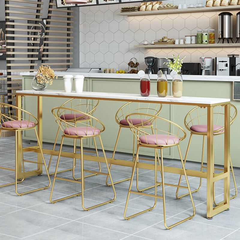 White Faux Marble Table Modern Style Bistro Bar Table for Living Room