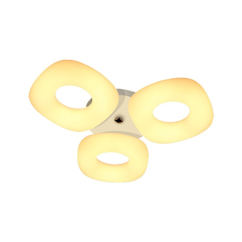 Circolo di luce del soffitto bianco a filo bianco contemporaneo 3/4 teste a soffitto a LED per la camera da letto del soggiorno