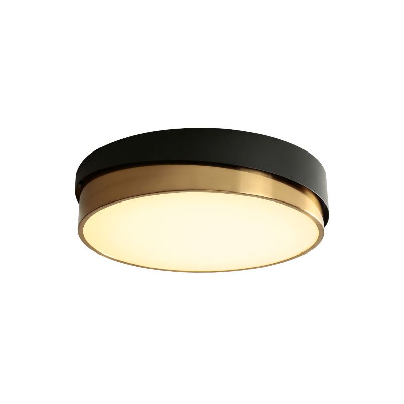 Black and Gold Modern Flush Light Circle 1-Light Ceiling Flush Mount for Bedroom