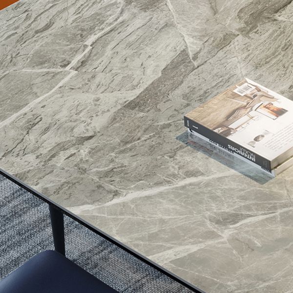 Mesa de comedor de piedra sinterizada Mesa rectangular de 4 patas de mediados de siglo para comedor