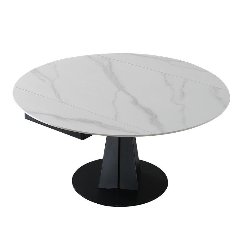 Stone Modern Round Table Standard Height Dining Room Table with Pedestal Base