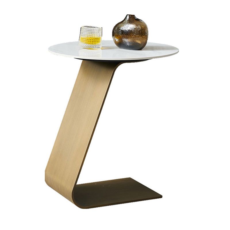 Modern Round Coffee Table Pedestal Slate Coffee Table in White