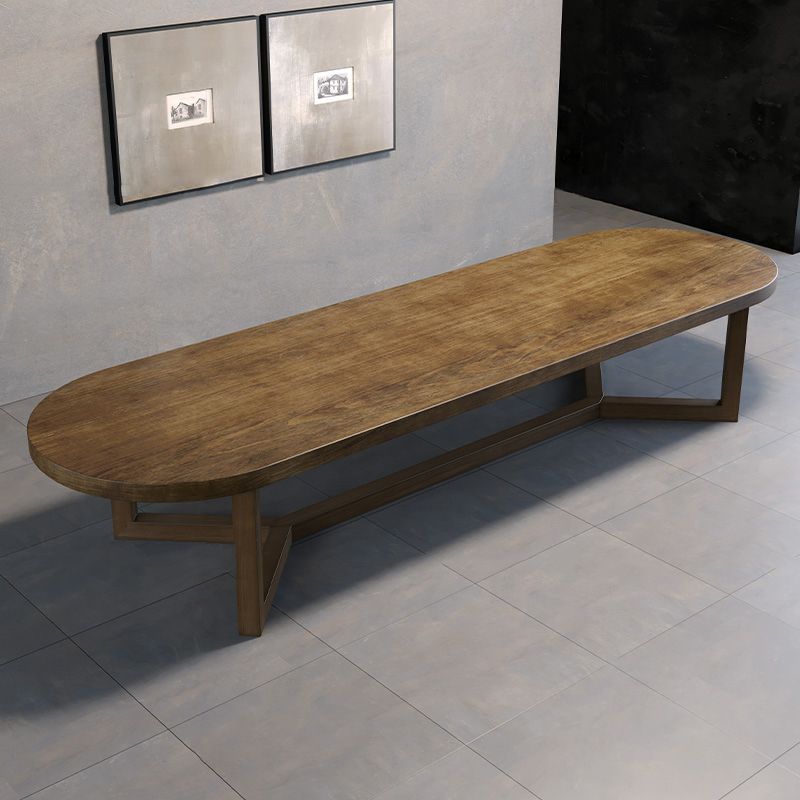 29.25-inch H Industrial Writing Desk Solid Wood Oval Office Desk