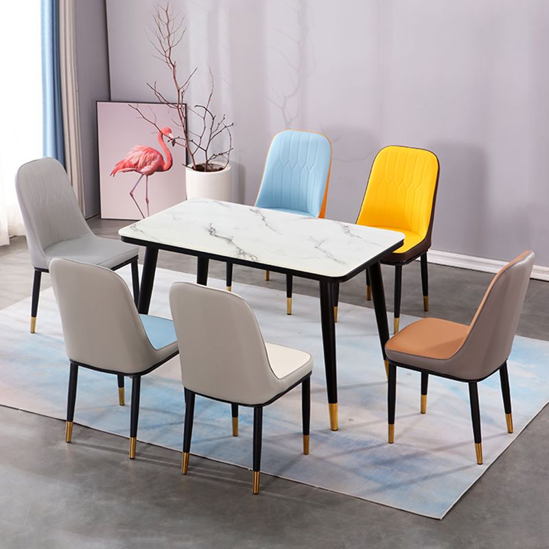 Glam Style Parsons Side Chair Faux Leather Indoor Dining Chair
