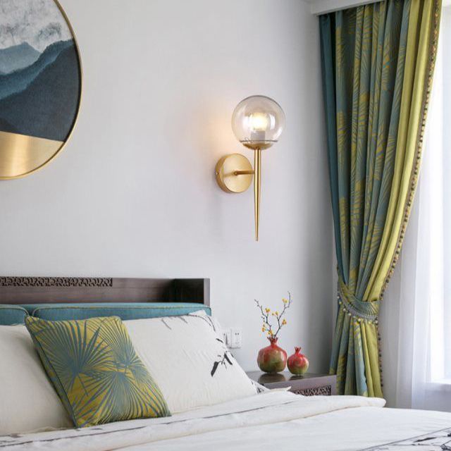 Spherical Bedroom Wall Sconce Lighting Glass Simplicity Style Sconce Light Fixture