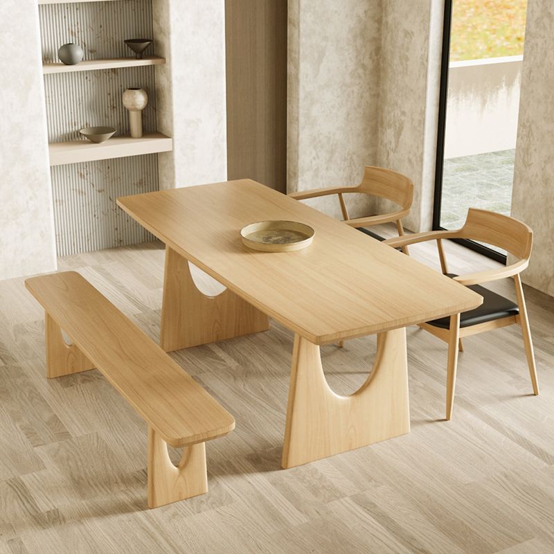 Industrial Double Pedestal Dining Table Pine Wood Table for Dining Room Cafe