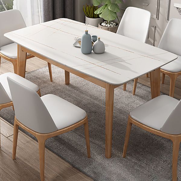 Simplicity Dining Room Table Rectangle Stone Furniture in White