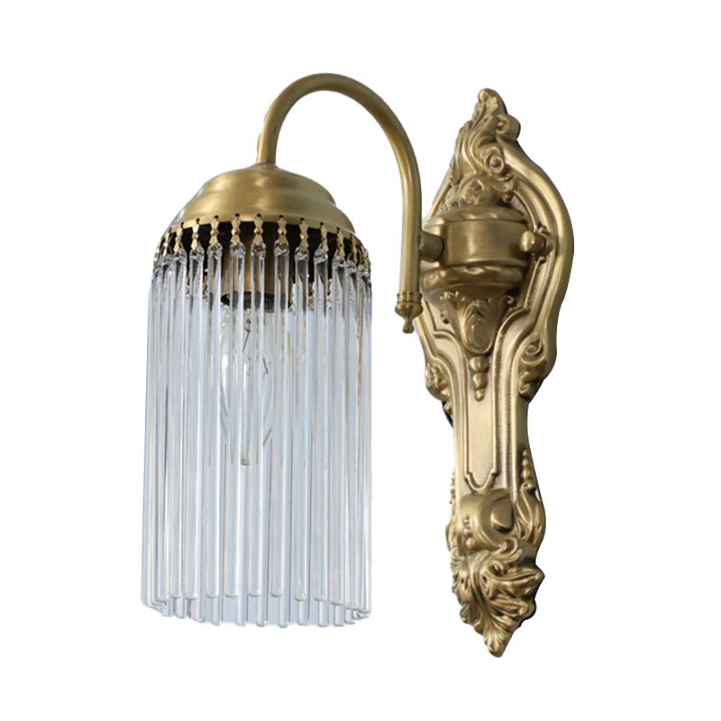 Cylinder Wall Mount Light Simple Style Crystal Rod 1/2 Lights Gold Sconce Light for Corridor