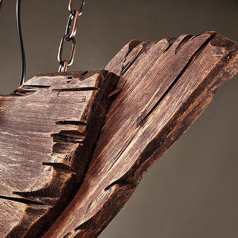6-Lights Industrial Style Island Pendants Wood Pendant Lights for Dining Room