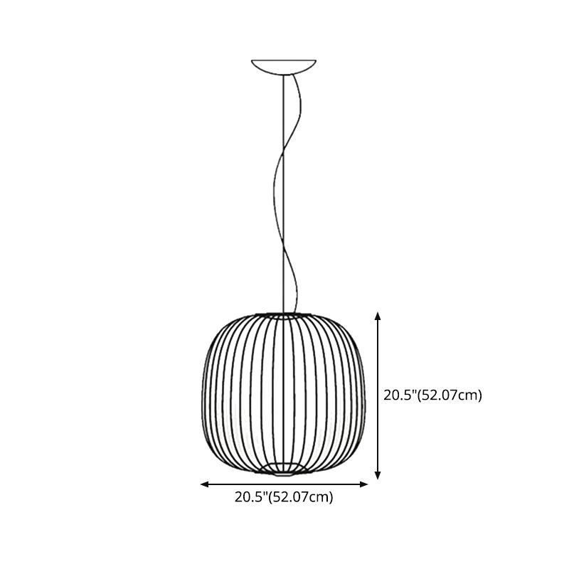 Simple Metal Hanging Light, Globe and Cage Shade 2-Light Hanging Lighting