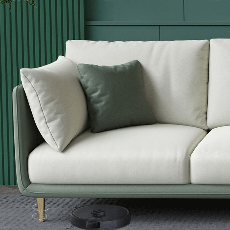 Green and White Stain Resistant Settee Sofa Leather Square Arm Loveseat