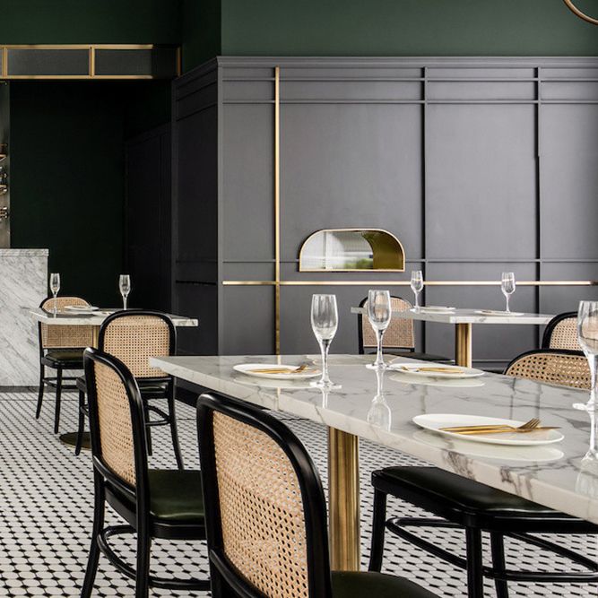 Metal Industrial Pedestal Dining Table Marble Top Table for Dining Room
