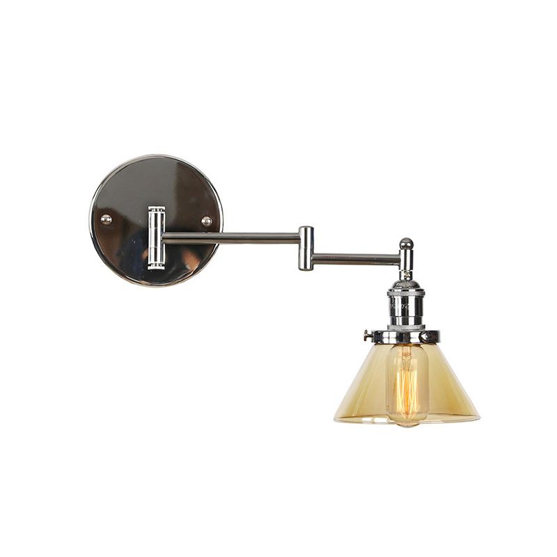 Adjustable Industrial Sconce Light Glass 1-Light Sconce Light Fixture
