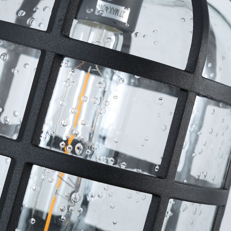 Käfigkäpsen -Glaswand -Lampe Industrielle Einzelbirne Außenleuchte in Schwarz/Bronze, 5,5 "/6"/8 "breit