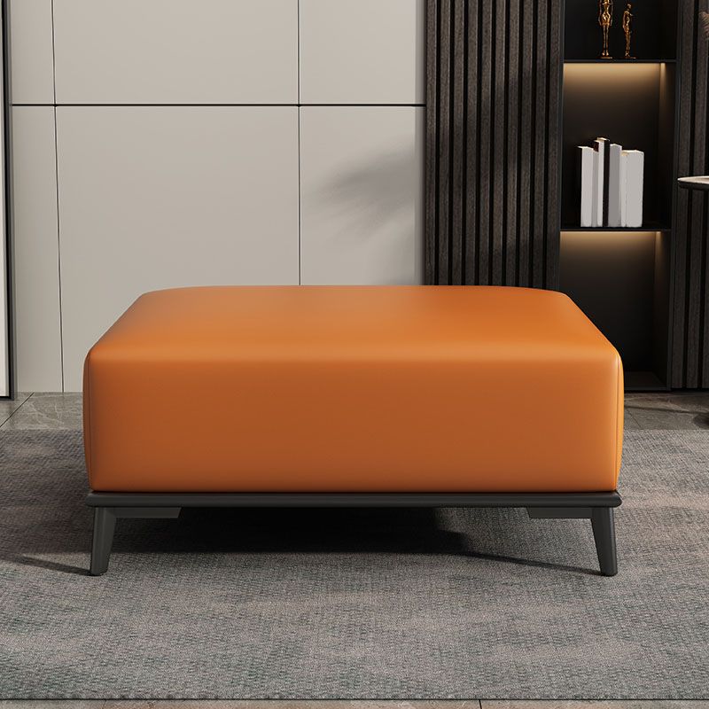 Home Contemporary Rectangular Ottoman Leather Foot Stool with Legs
