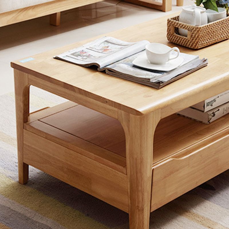 Contemporary 4 Legs Solid Wood with Drawer Rectangular/Square Coffee Table