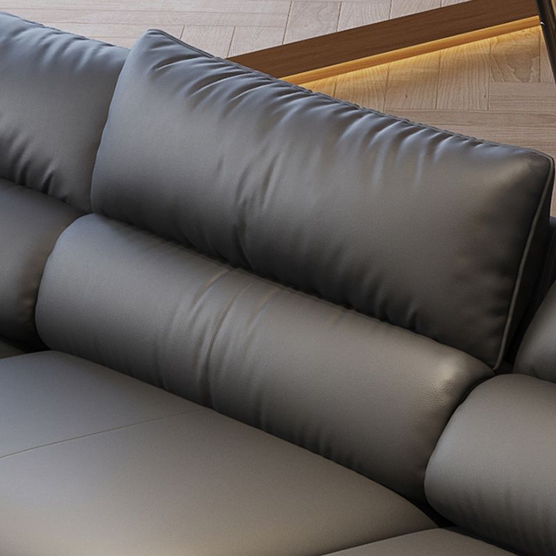 Scratch Resistant Power - Push Button Pillow Top Arm Genuine Leather Sofa