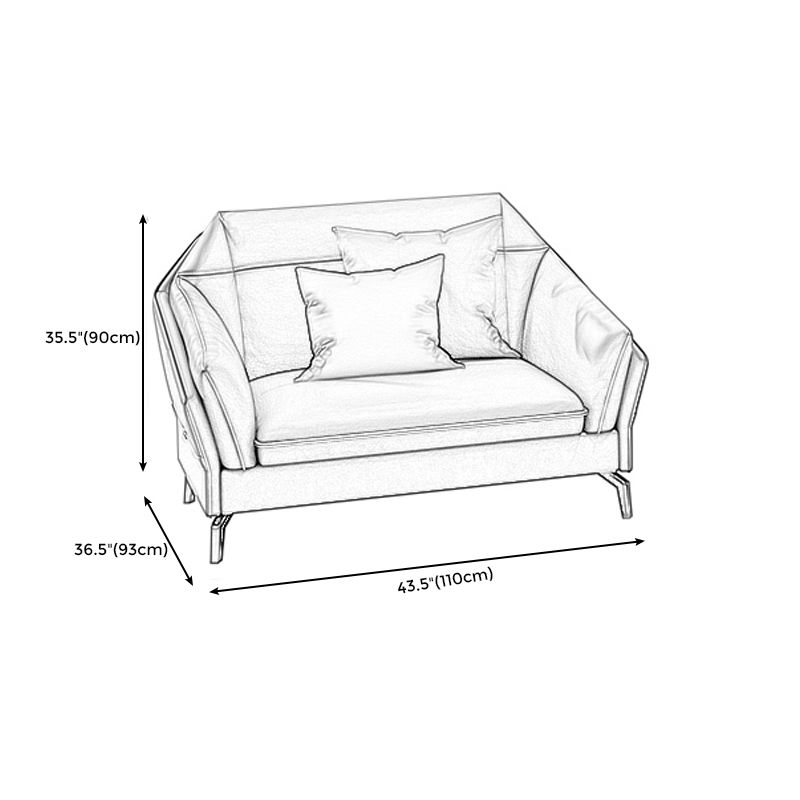 Contemporary Genuine Leather Sewn Pillow Back Sofa 35.43"High Flared Arm Sofa,Dark Brown