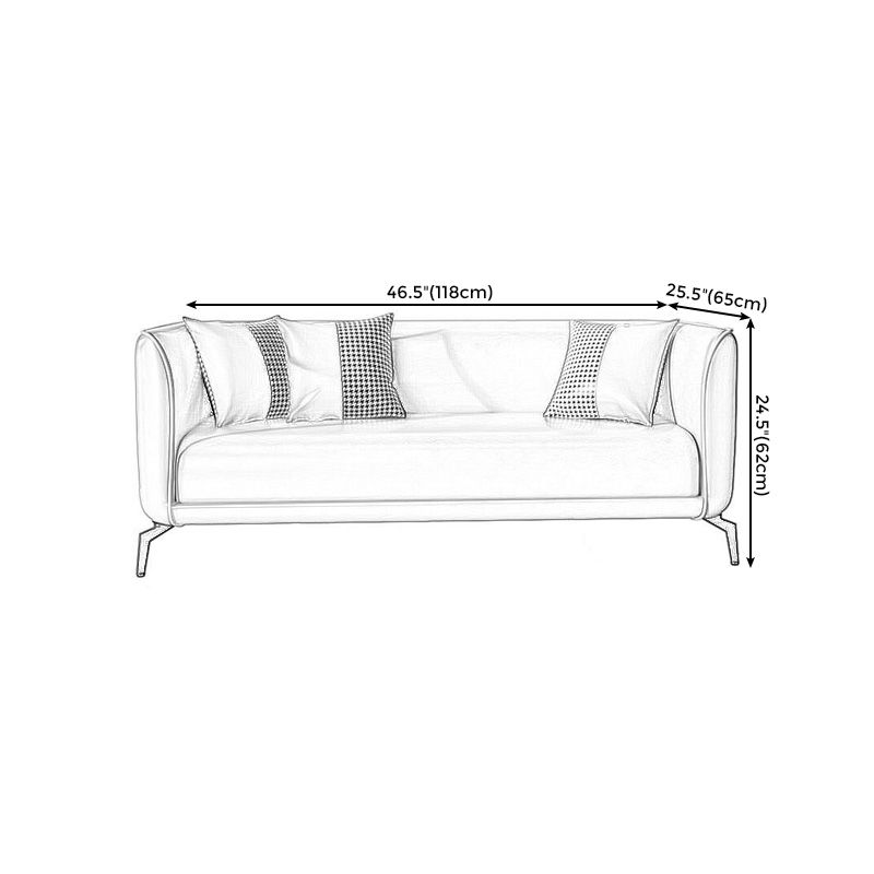 Tight Back Sofa Scandinavian Faux Leather Square Arm Sofa for Living Room