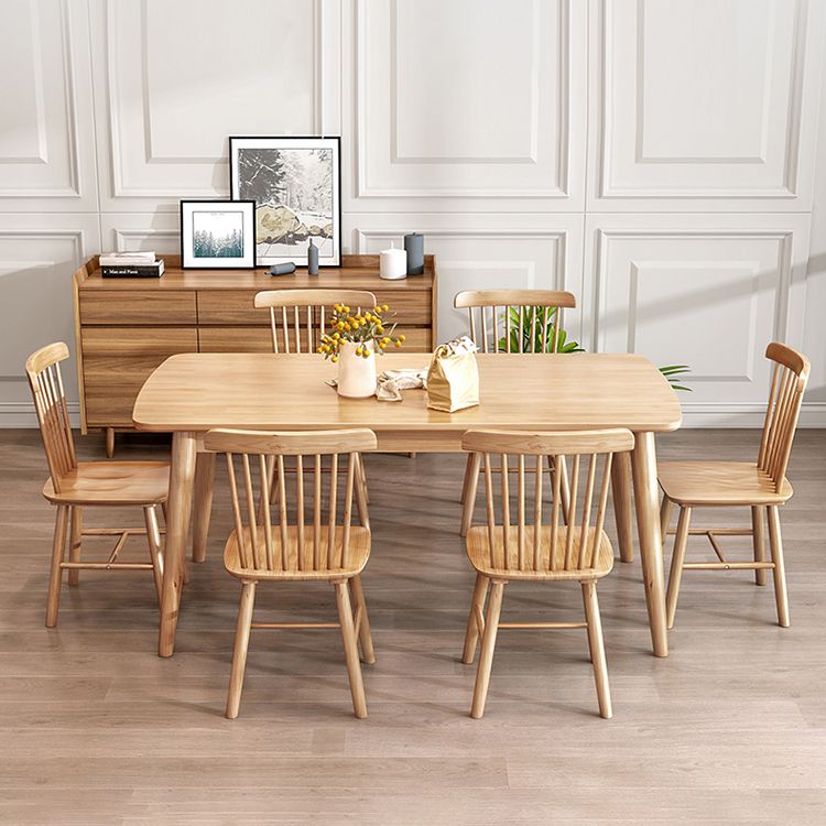 Modern Rectangle Shape Khaki Dining Set Solid Wood Standard Dining Set for Kitchen