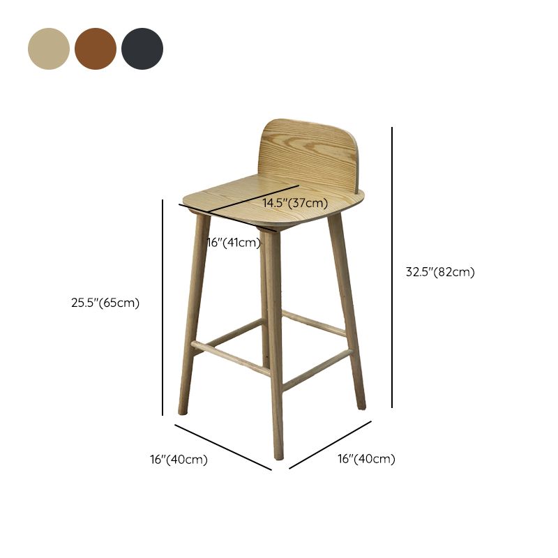 Contemporary Low Back Bar Stool Rubberwood Bar Stool for Indoor