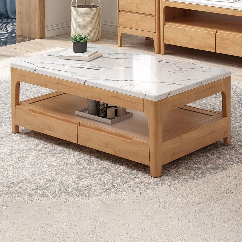 4 Legs Rectangular Coffee Table Made of Solid Wood/black/walnut/white Cocktail Table