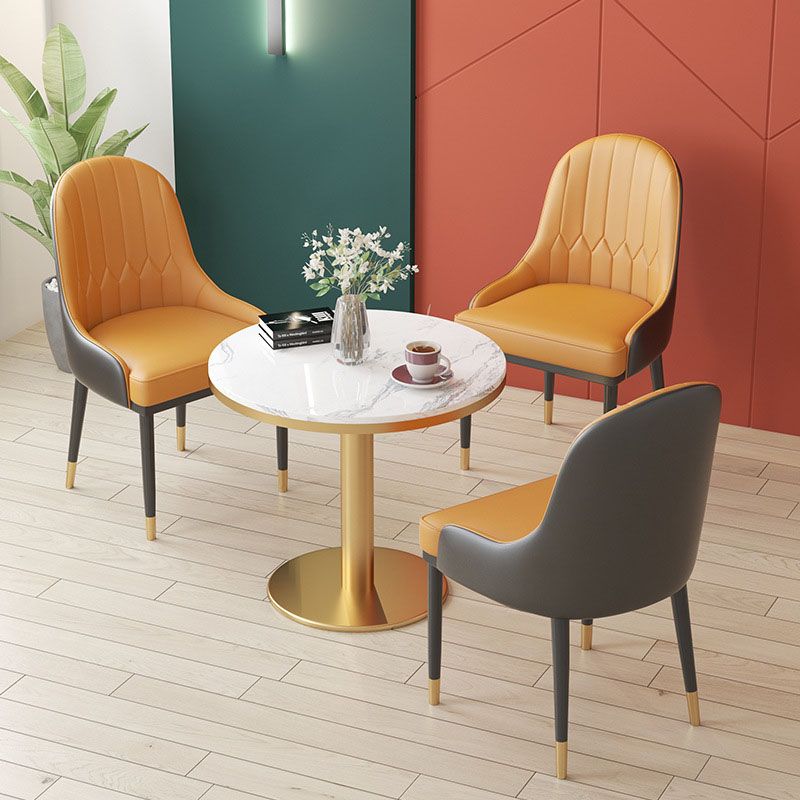Glam Dining Set for Home 1/3/4/5 Pieces Round Dinette Set with Leather Chairs
