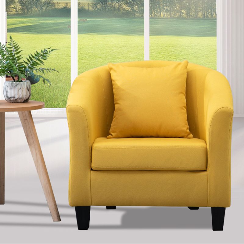 Linen Accent Chair 28.34" L x 28.34" W x 25.59" H Solid Wood Frame Barrel Chair