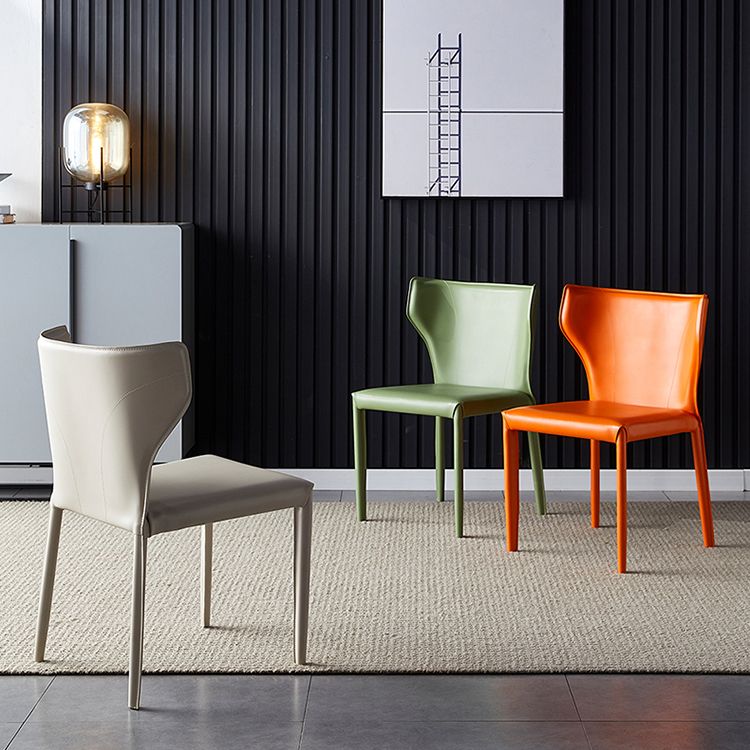 Chaise de salle à manger en cuir de cuisine, chaise d'appoint à oreilles de 32 pouces de hauteur avec 4 pieds en métal