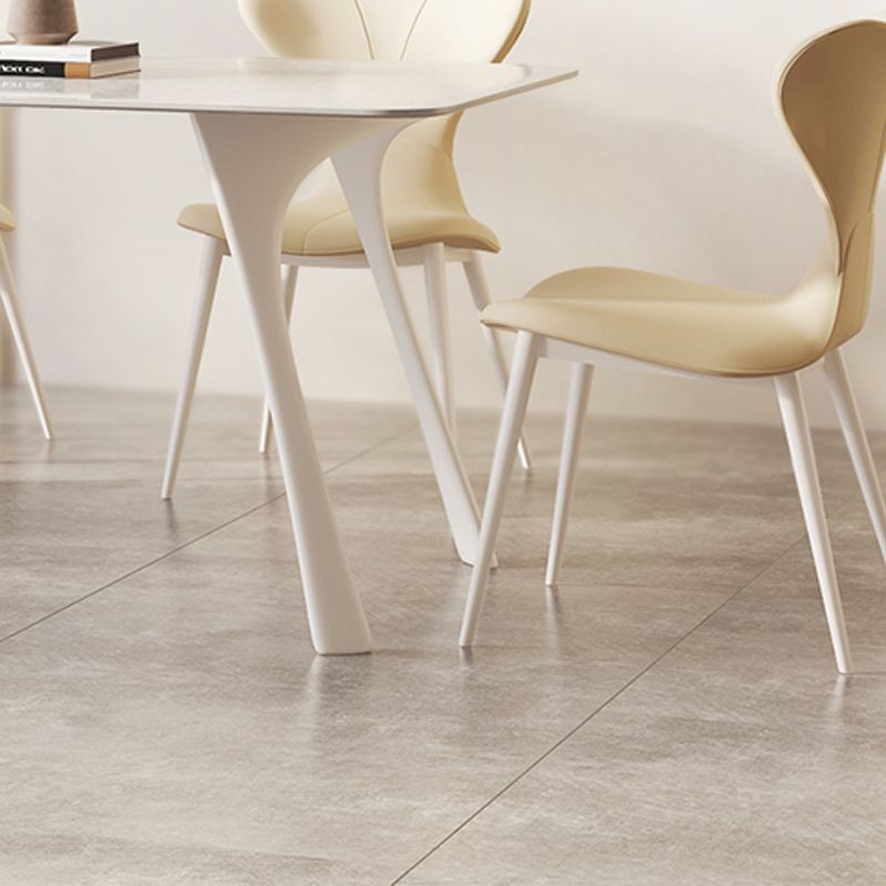 Medieval Modern Sintered Stone Table Rectangle Table with Metal Base and 4 Legs