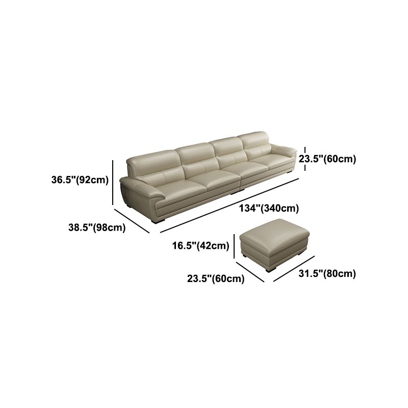 Leather Pillow Top Arm Sectional Sofa 36.22"High Cushion Back Sofa,Beige