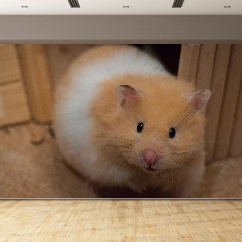 Lovely Hamster Mural Wallpaper Contemporary Style Wall Covering for Living Room