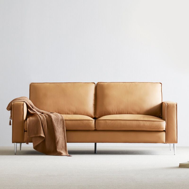 Cushions Faux Leather Square Arm Sofa with Stain Resistant and Waterproof