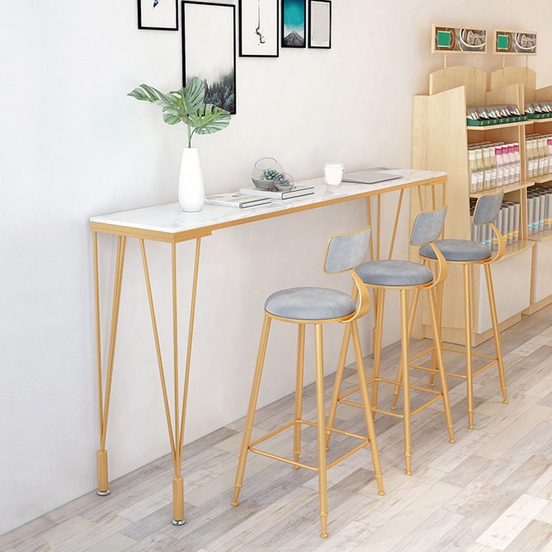 Glam Style Bistro Bar Table Rectangle Faux Marble Bar Table for Living Room