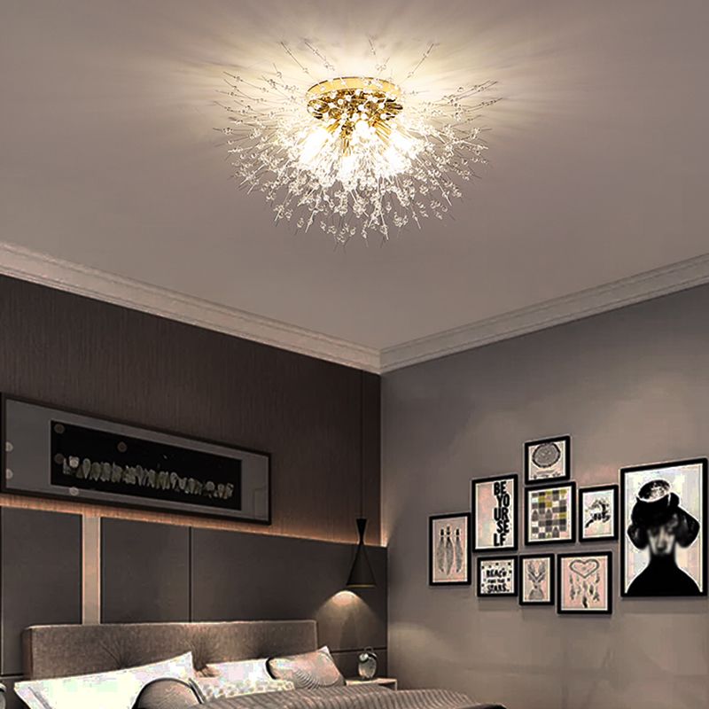 Contemporary Blossom Flush Light Fixture Crystal Flush Mount Lights for Bedroom
