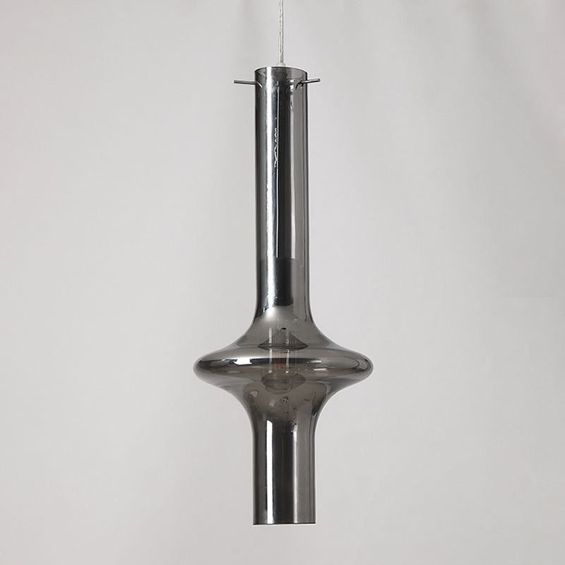 Modern Minimalist  Design Hanging Lamp Cylinder Smoke Glass Shade Pendant Light for Living Room