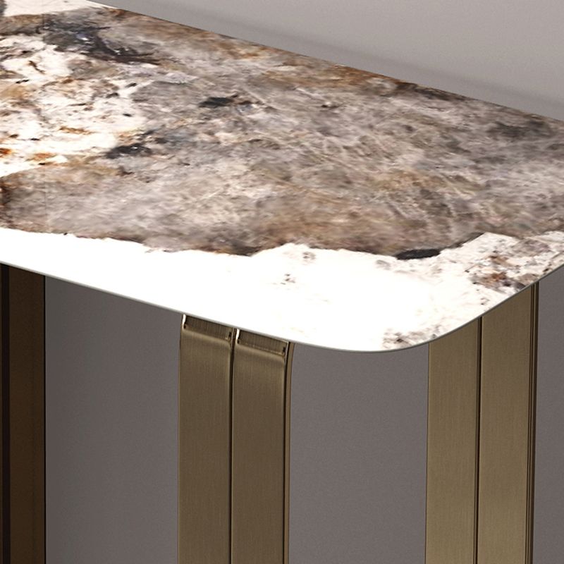 Rectangle Shape Contemporary Console Table Stone Sofa Table in Gold for Hall