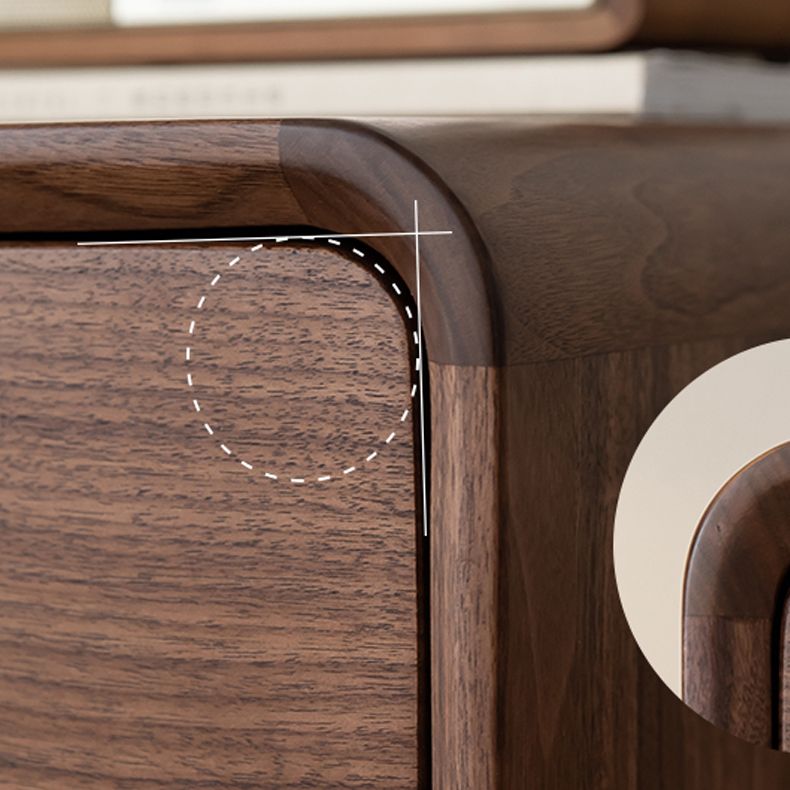 Mid-Century Modern Walnut Chest with 5 Drawers Rectangle Chest