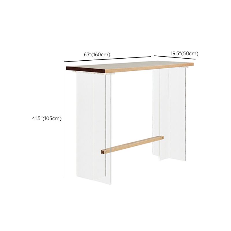 Wood and Acrylic Base Counter-height Pub Table Rectangle Pub Table