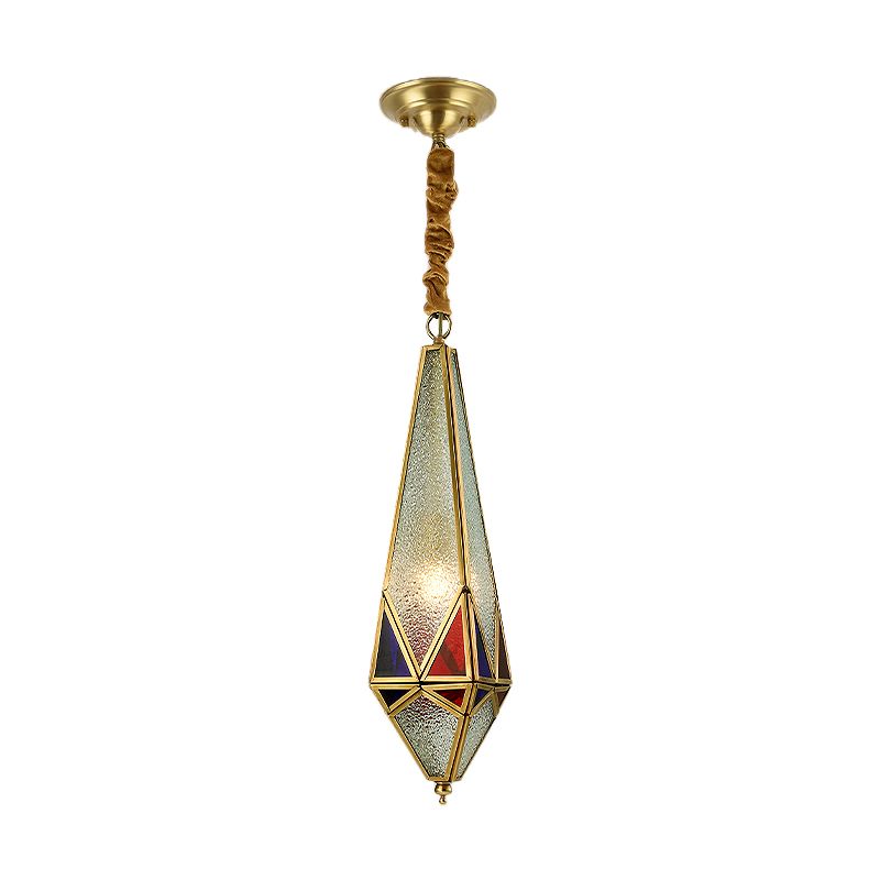 Bubble Glass Red Hanging Light Geometric 1 Light Colonial Down Lighting Pendant for Corridor